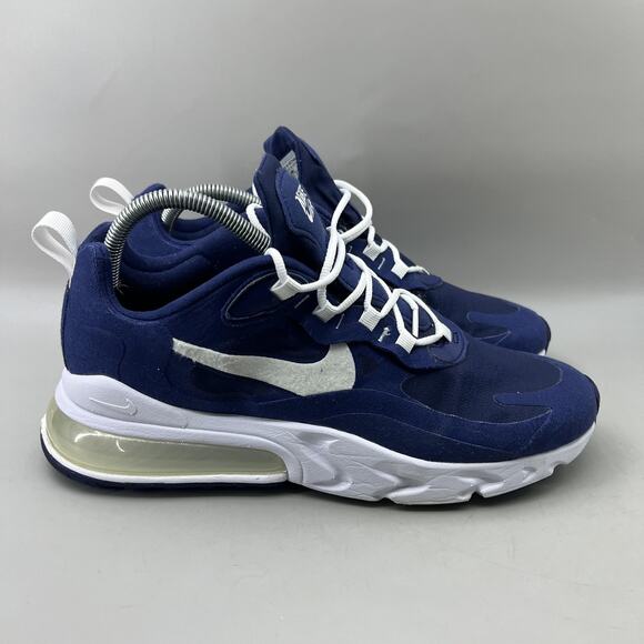 Nike ID Air Max 270 React Running Shoes Mens Size 9 Navy Blue White Low Sneakers - Picture 1 of 8